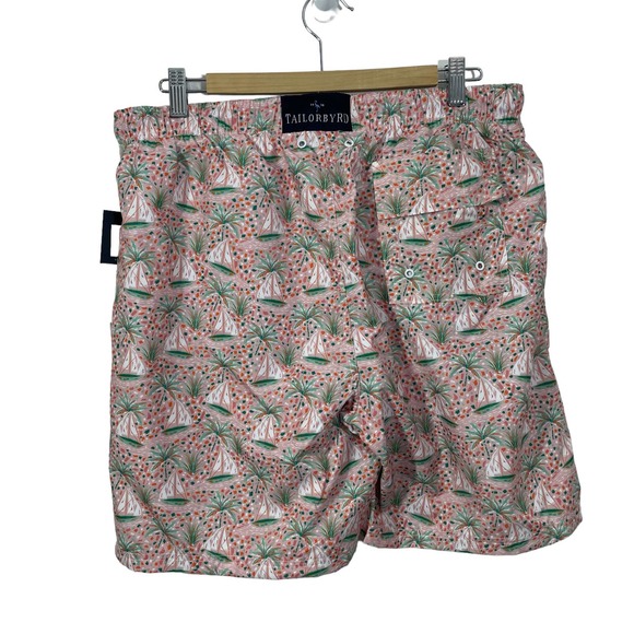 TailorByrd Tropical Print Swim Shorts Trunks Pink Size L New - Picture 5 of 6